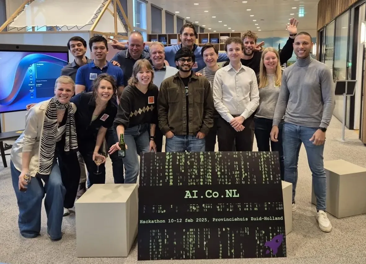 Sameer and Evelien with open source contributors at the Hackathon in February 2025